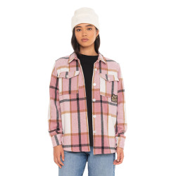 Chemise à carreaux manches longues femme avec poche patch tissé Liza
