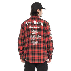 Chemise manche longues à carreaux poches avec print et écusson Juan
