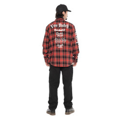 Chemise manche longues à carreaux poches avec print et écusson Juan
