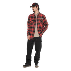 Chemise manche longues à carreaux poches avec print et écusson Juan