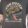 T-shirt homme regular col V en slub avec print devant Wolf