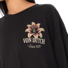 T-shirt femme col rond avec imprimé devant et dos Flower