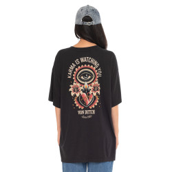 T-shirt femme col rond avec imprimé devant et dos Flower