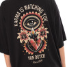 T-shirt femme col rond avec imprimé devant et dos Flower