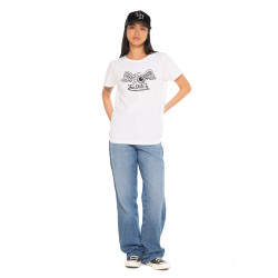 T-shirt femme col rond avec imprimé logo devant Retro