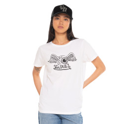 T-shirt femme col rond avec imprimé logo devant Retro