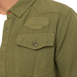Chemise homme manches longues en coton et lin broderie dos Lino