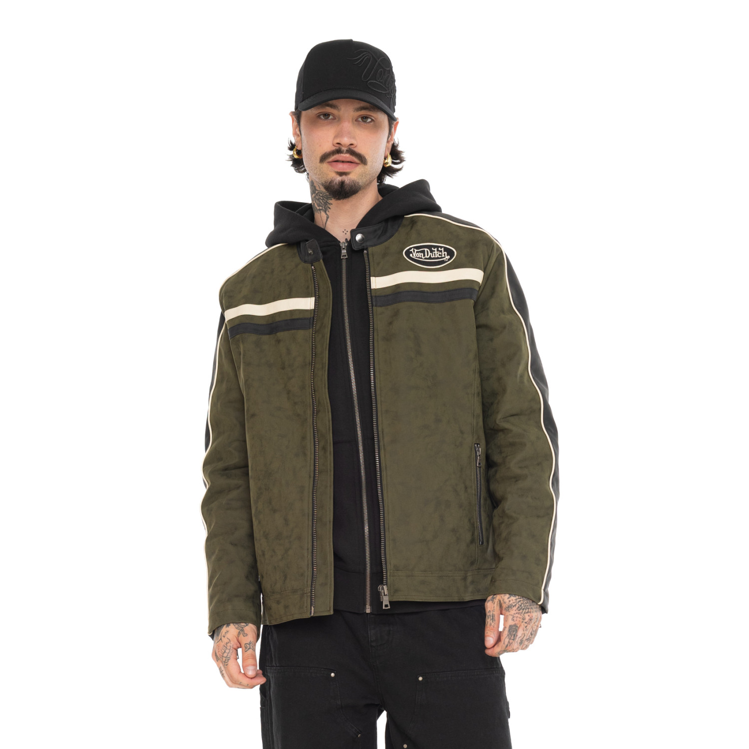 Veste motard doublée homme en simili Leroy