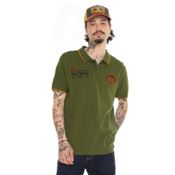Polo en maille piquée bicolore avec écusson et print Marco