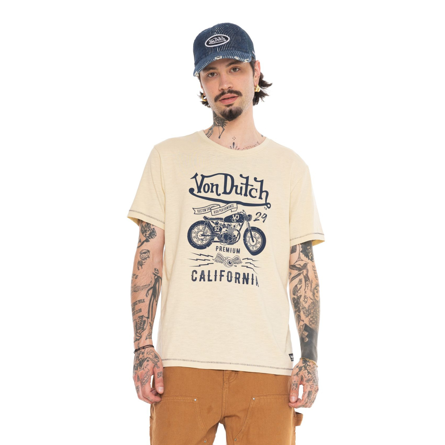 T-shirt homme regular en slub heavy wash print devant Zane
