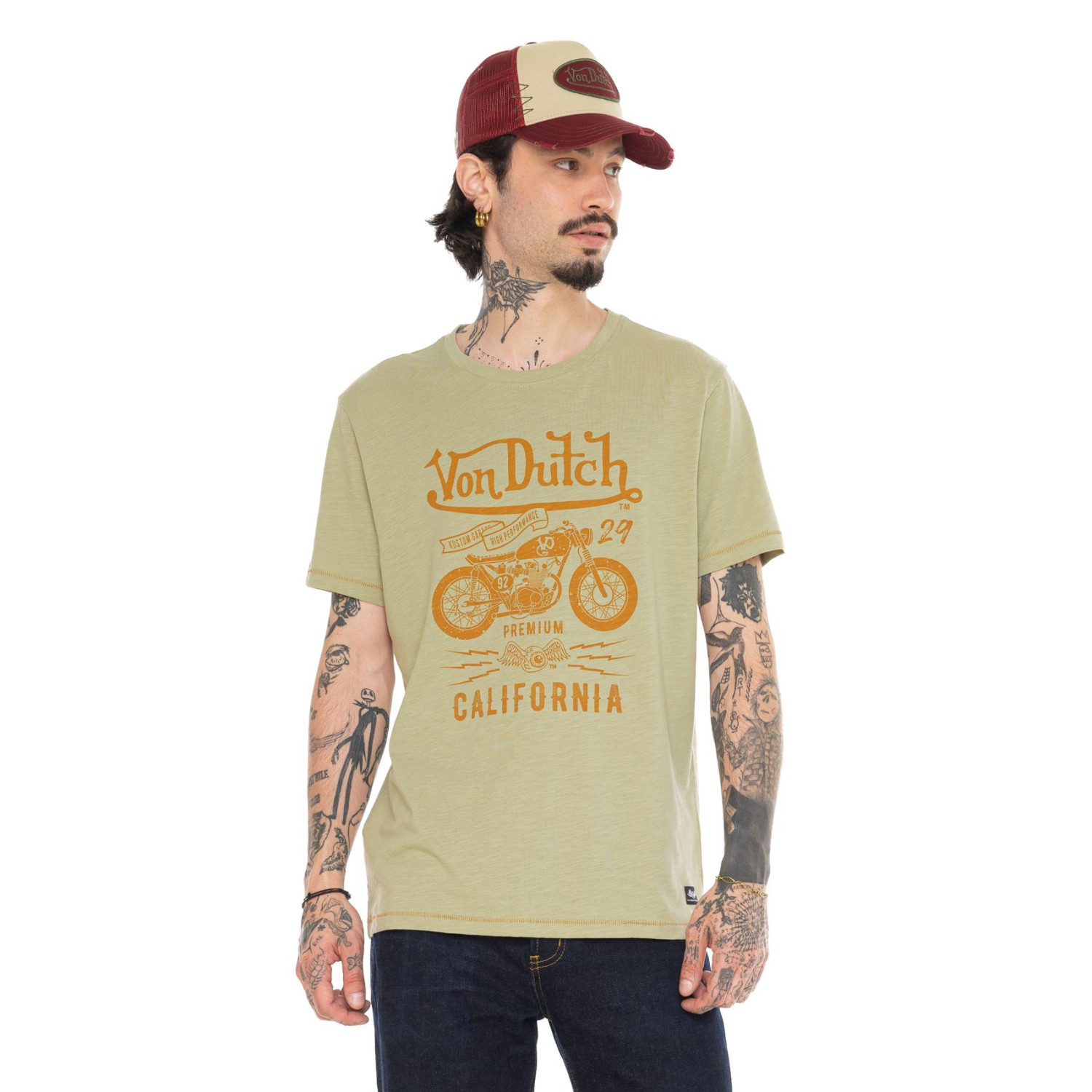 T-shirt homme regular en slub heavy wash print devant Zane
