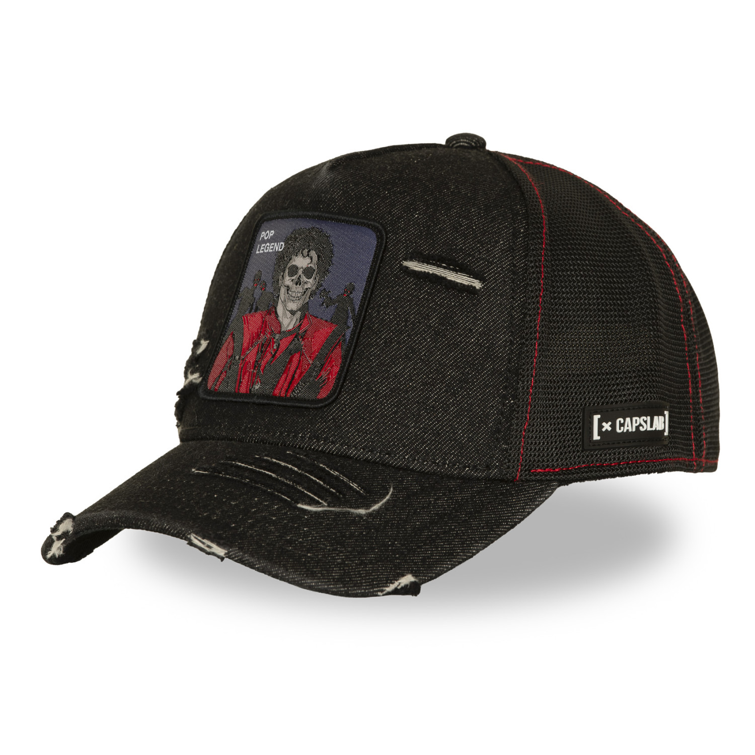 Casquette trucker effet usé avec filet et patch Pop Legend