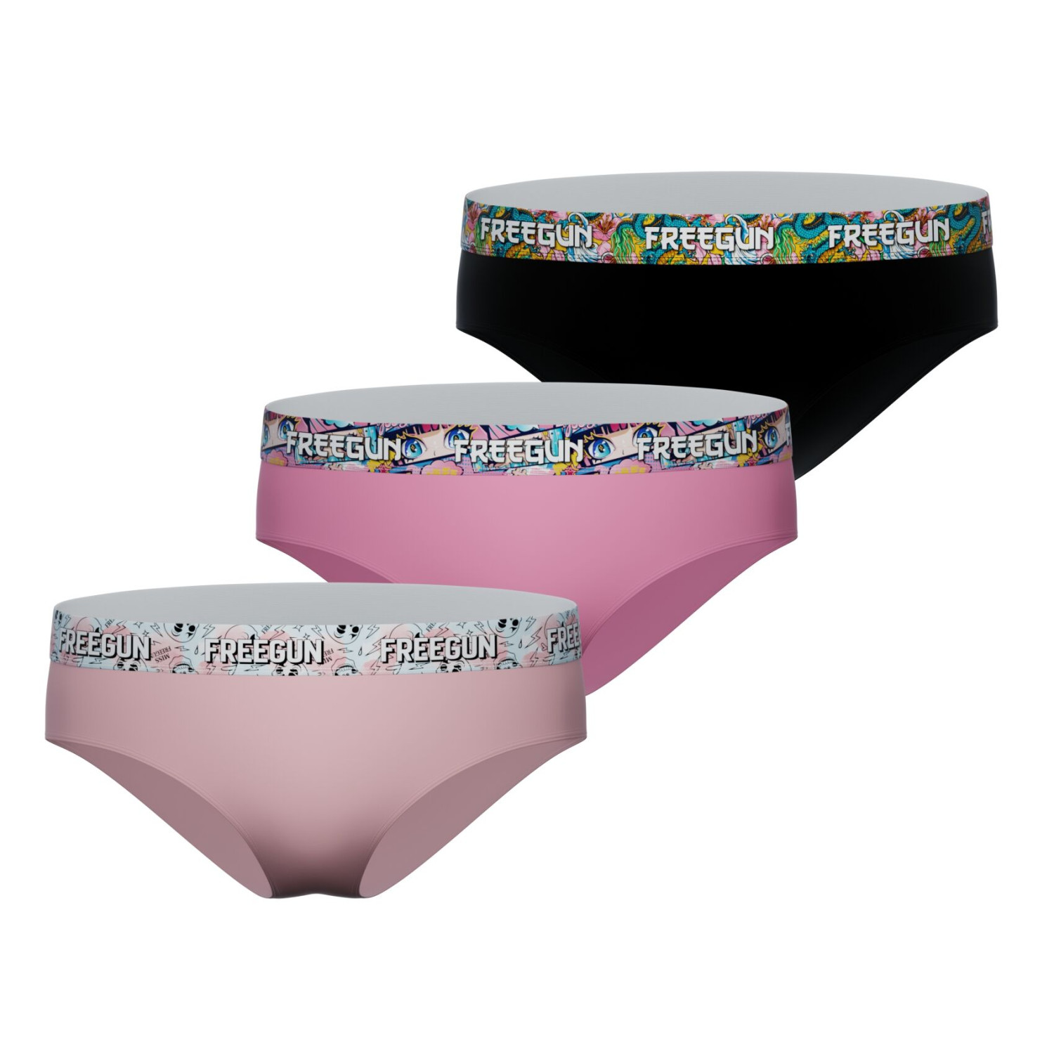 Lot  3 culottes fille en coton uni et ceinture imprimée