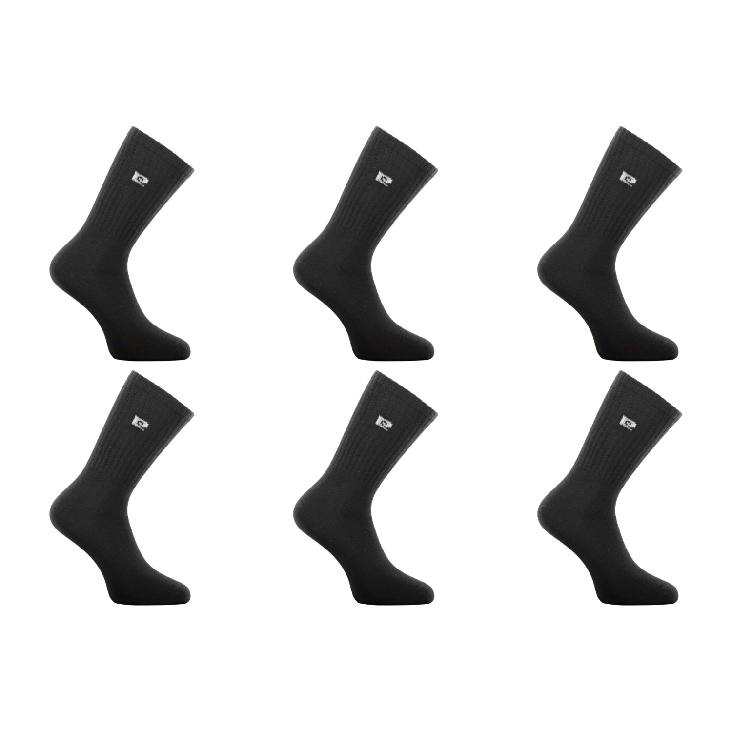 Lot de 6 paires de tennis homme uni logo noir 120 aiguilles Spugna