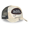 Casquette trucker imprimée avec filet et effet usé avec écusson Cafe