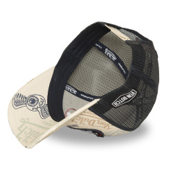 Casquette trucker imprimée avec filet et effet usé avec écusson Cafe