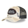 Casquette trucker imprimée avec filet et effet usé avec écusson Cafe