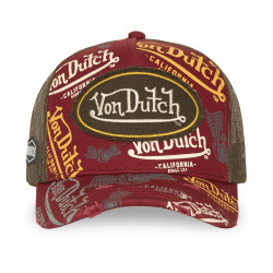 Casquette trucker imprimée avec filet et effet usé avec écusson Cafe