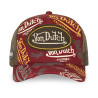 Casquette trucker imprimée avec filet et effet usé avec écusson Cafe