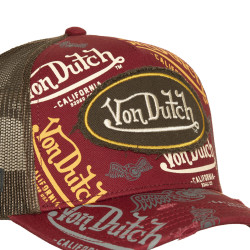 Casquette trucker imprimée avec filet et effet usé avec écusson Cafe