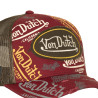 Casquette trucker imprimée avec filet et effet usé avec écusson Cafe