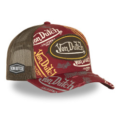 Casquette trucker imprimée avec filet et effet usé avec écusson Cafe