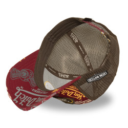 Casquette trucker imprimée avec filet et effet usé avec écusson Cafe