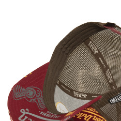 Casquette trucker imprimée avec filet et effet usé avec écusson Cafe