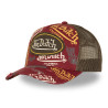 Casquette trucker imprimée avec filet et effet usé avec écusson Cafe