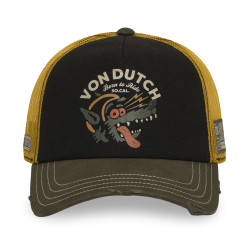 Casquette trucker filet effet usé avec print Crew Wolfy