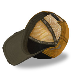 Casquette trucker filet effet usé avec print Crew Wolfy