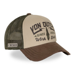 Casquette trucker filet effet usé avec print Crew Work Shop