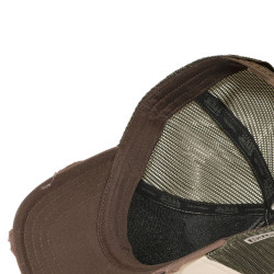 Casquette trucker filet effet usé avec print Crew Work Shop