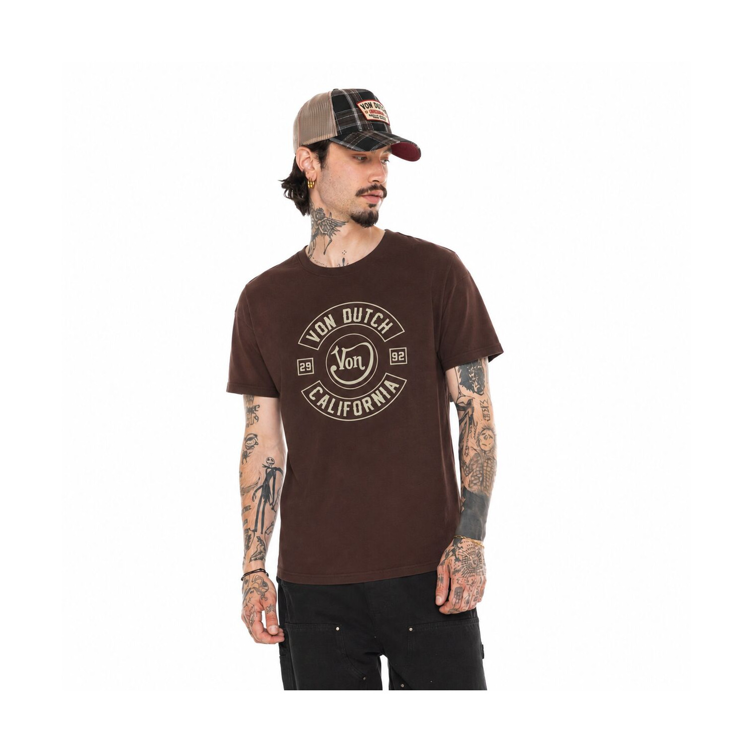 T-shirt col rond en coton homme avec Logo Log8 Marron