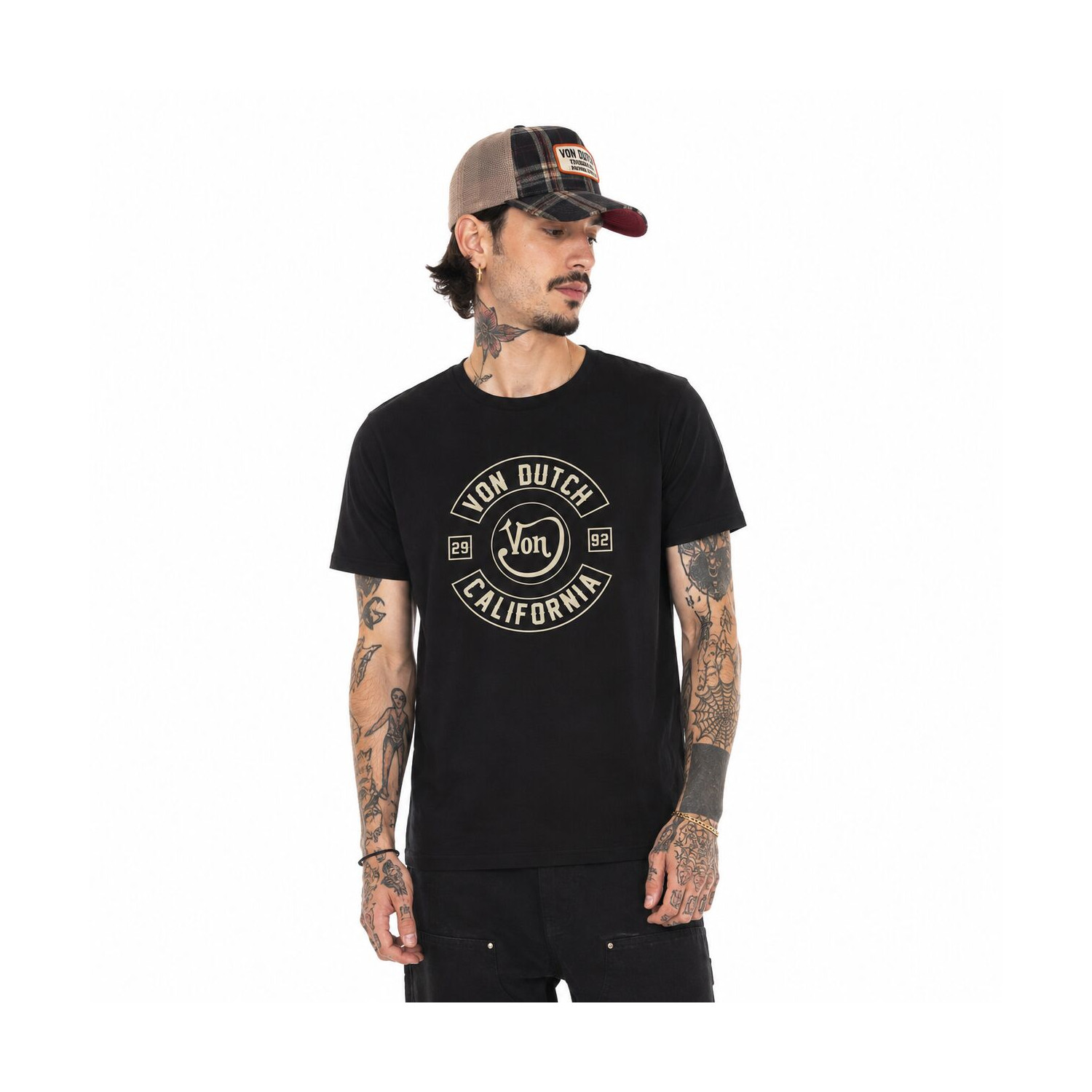 T-shirt col rond en coton homme avec Logo Log8 Noir