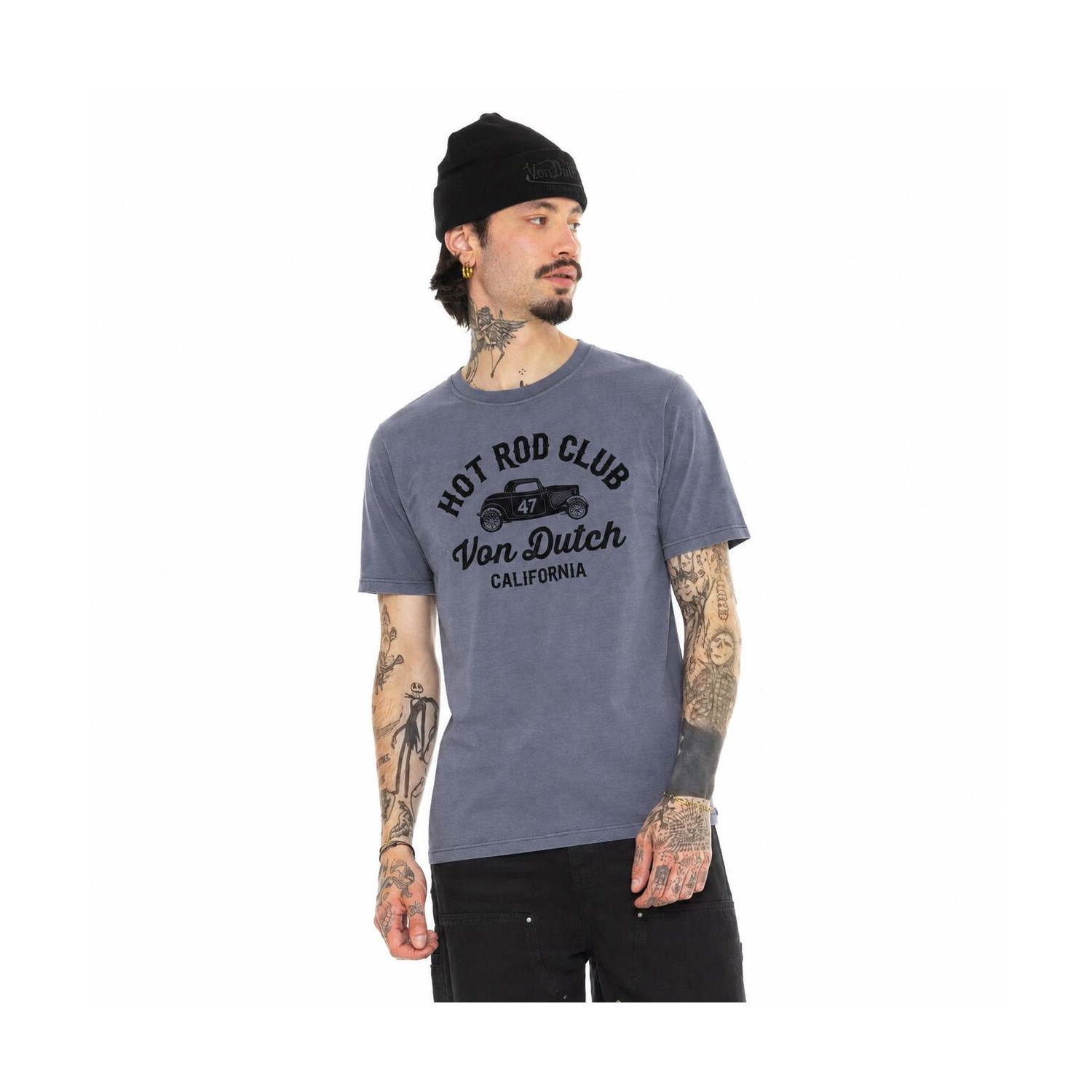 T-shirt col rond en coton homme avec Logo Log9 Gris