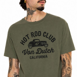 T-shirt col rond en coton homme avec Logo Log9 Kaki