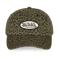 Casquette dad cap all over print léopard et écusson AOP