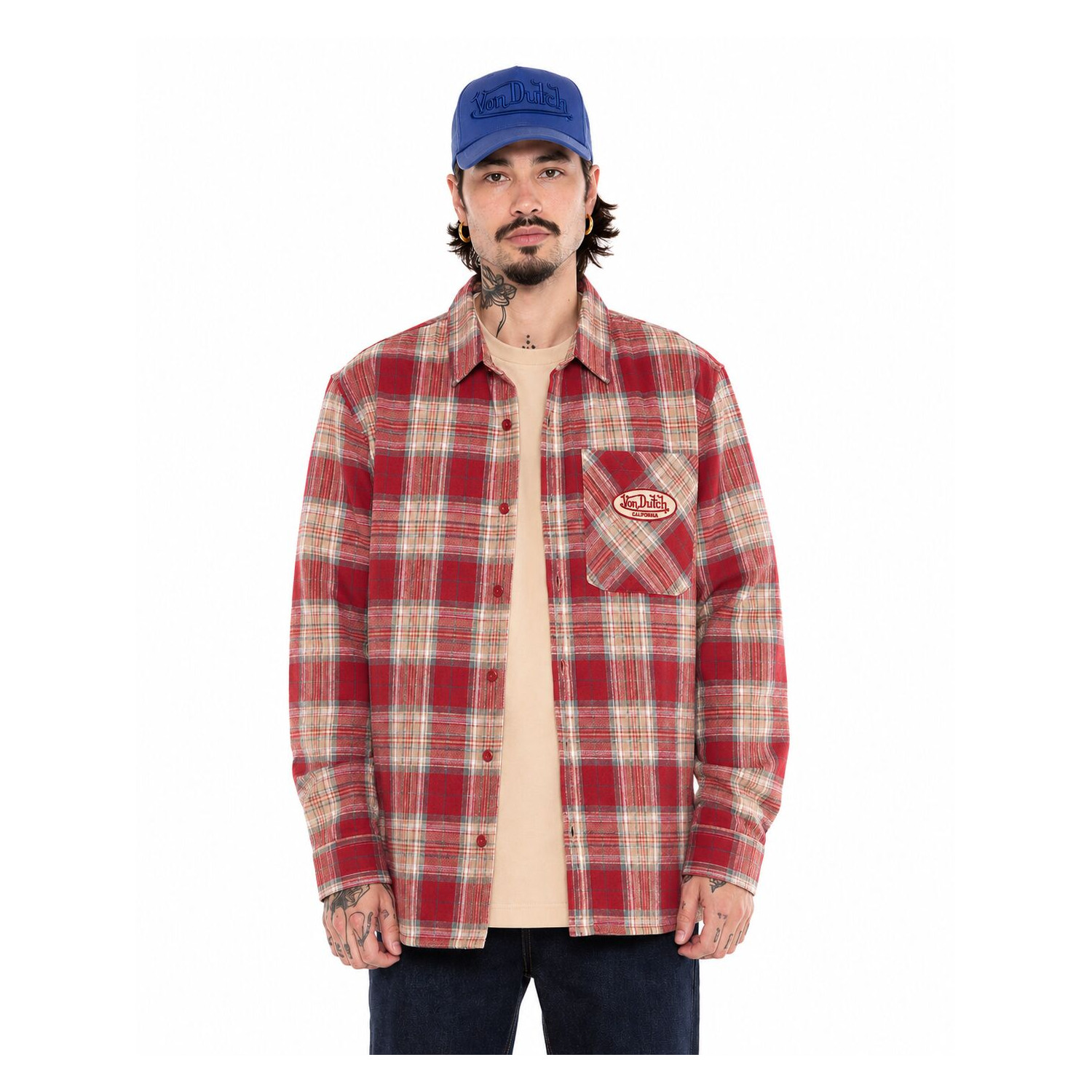 Chemise à carreaux manches longues femme avec poche patch tissé Deby