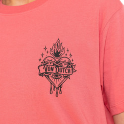 T-shirt femme col rond avec imprimé devant et dos Sacré Coeur