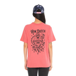T-shirt femme col rond avec imprimé devant et dos Sacré Coeur