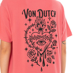 T-shirt femme col rond avec imprimé devant et dos Sacré Coeur