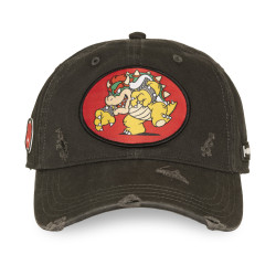 Casquette Basball effet usé avec patch Super Mario Bros Bowser
