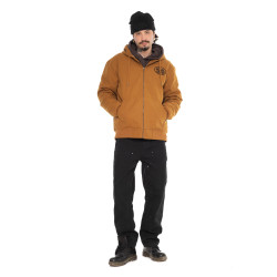 Veste à capuche homme en canvas doublée imprimé carreaux Levy