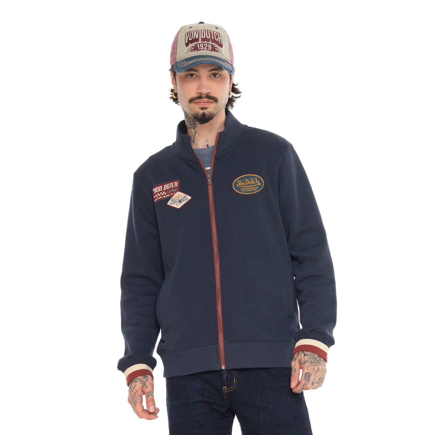 Sweat zippé en molleton avec écusson Wyatt
