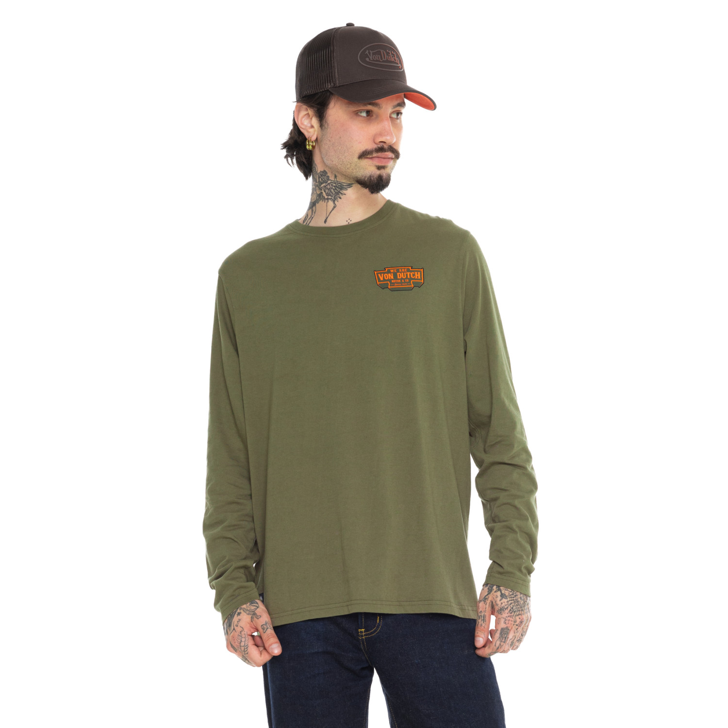 T-shirt homme regular manches longues jersey160GSM print devant Flynn