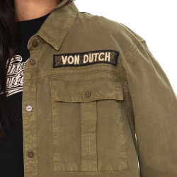Chemise manches longues femme avec poches broderies et patch Tape