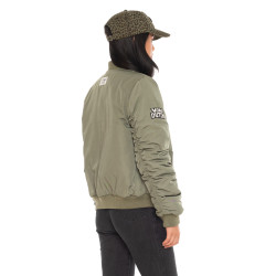 Doudoune courte intérieur imprimé avec zip poches et patch Pimp