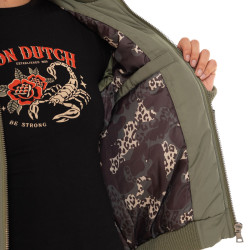 Doudoune courte intérieur imprimé avec zip poches et patch Pimp