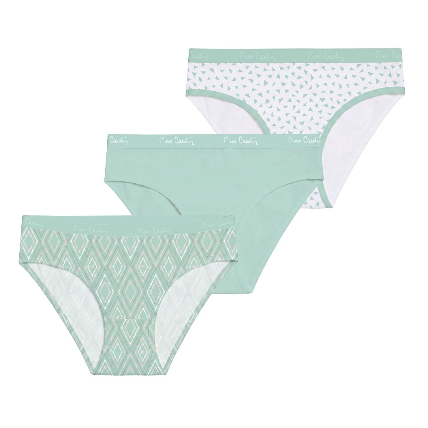Lot de 3 slips femmeen coton uni et imprimé ceinture fine 2cm Pck12